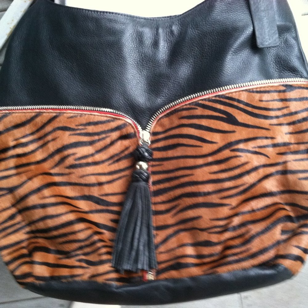 Aqua Madonna Zebra print Handbag